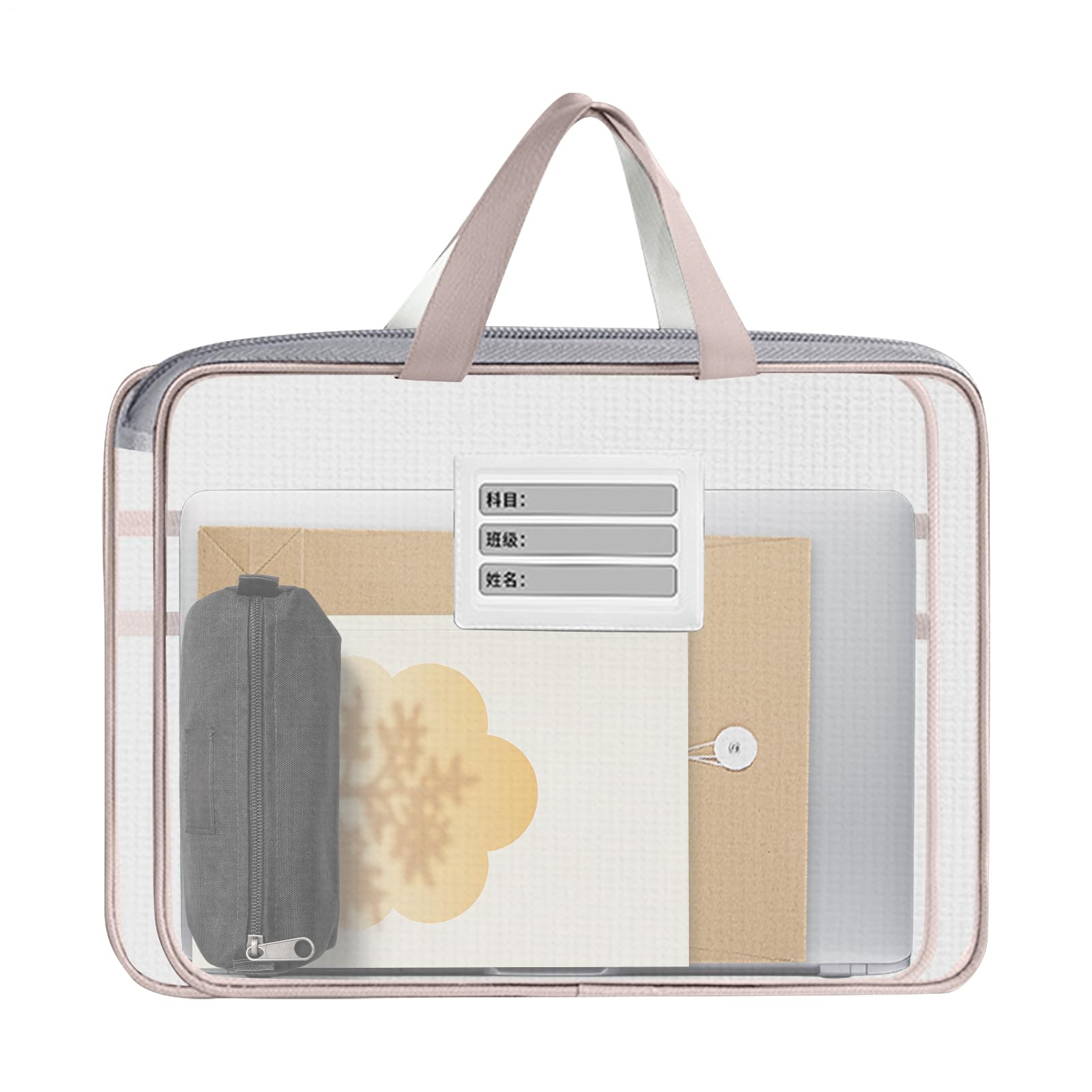 File Organizer Bag Mesh Zipper Tote with Handle