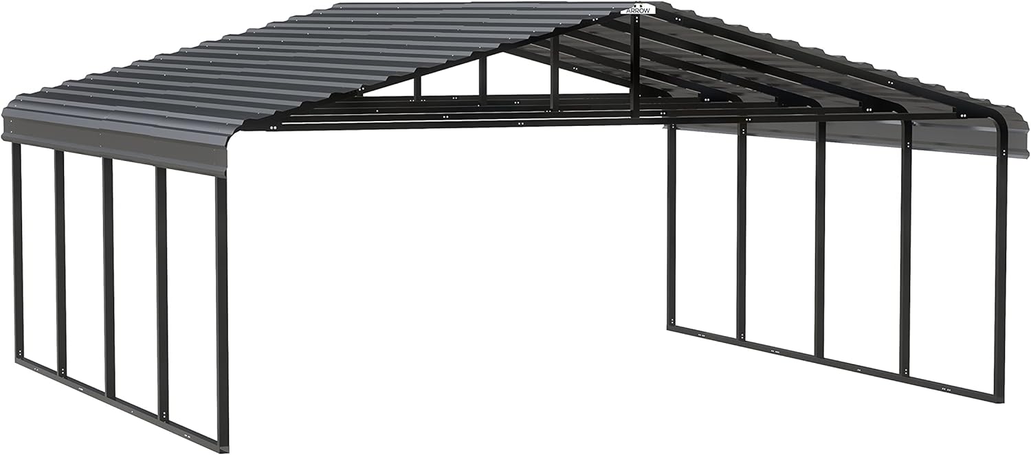 Arrow Carports Galvanized Steel Carport, Double Car Metal