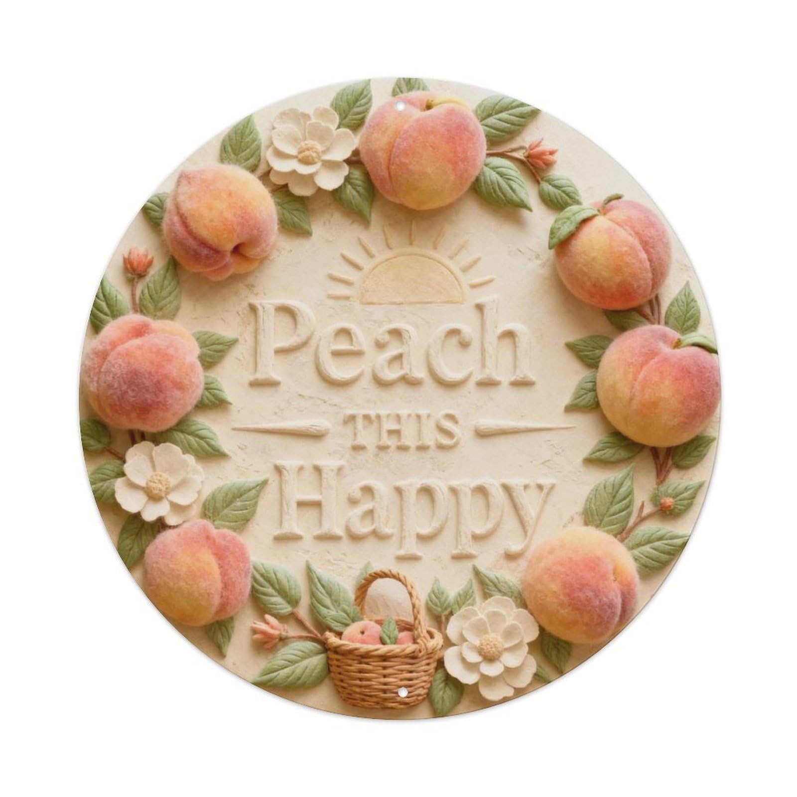 Peach Happy Metal Tin Sign Plaque