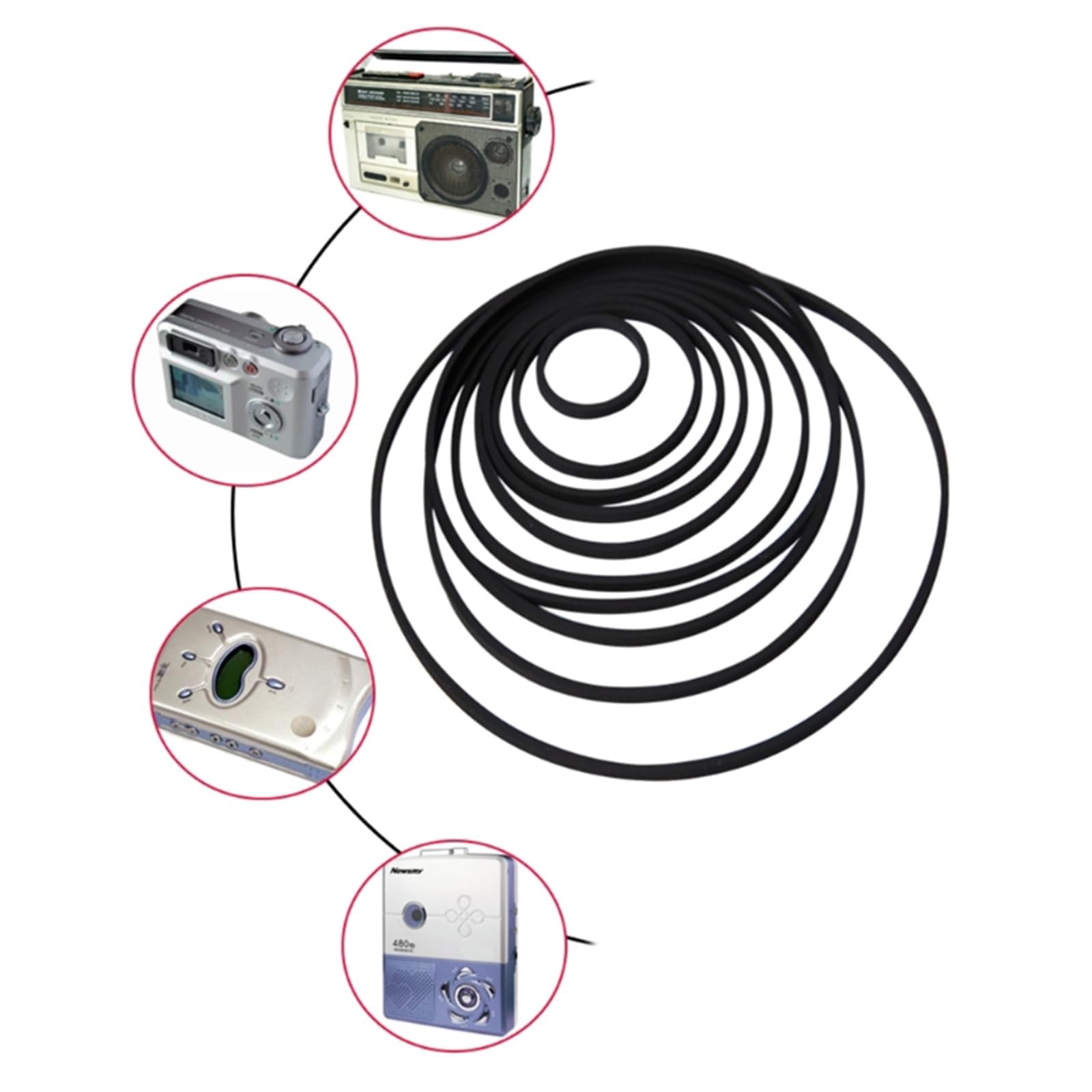 5 cinghie per giradischi in gomma, multiformato, cinghie per giradischi, parti di riparazione fonografo, cinghie per fonografi