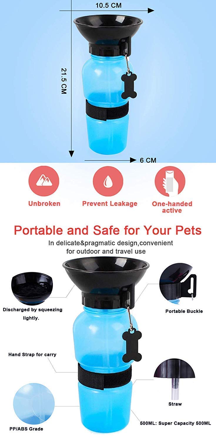 FRENYEAR Water Bottle for Dog - Plastic Leak-Proof Portable Water Bottle Bpa Free with Bowl Travel Dog Water Bottle, Perfect for Walking, Hiking, Outdoor, Home (18 Oz) 3
