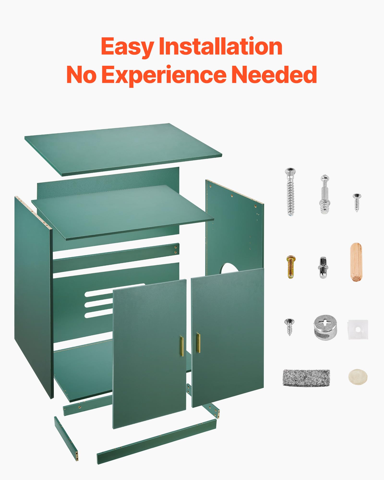VEVOR Meuble pour Bac à Litière Chat Armoire Cache Maison de Toilette de Chat Double Porte, Niche Cache-litière Bois avec Trous d'Aération, pour la Plupart Bacs à Litière Chats, 80 x 50 x 79 cm, Vert