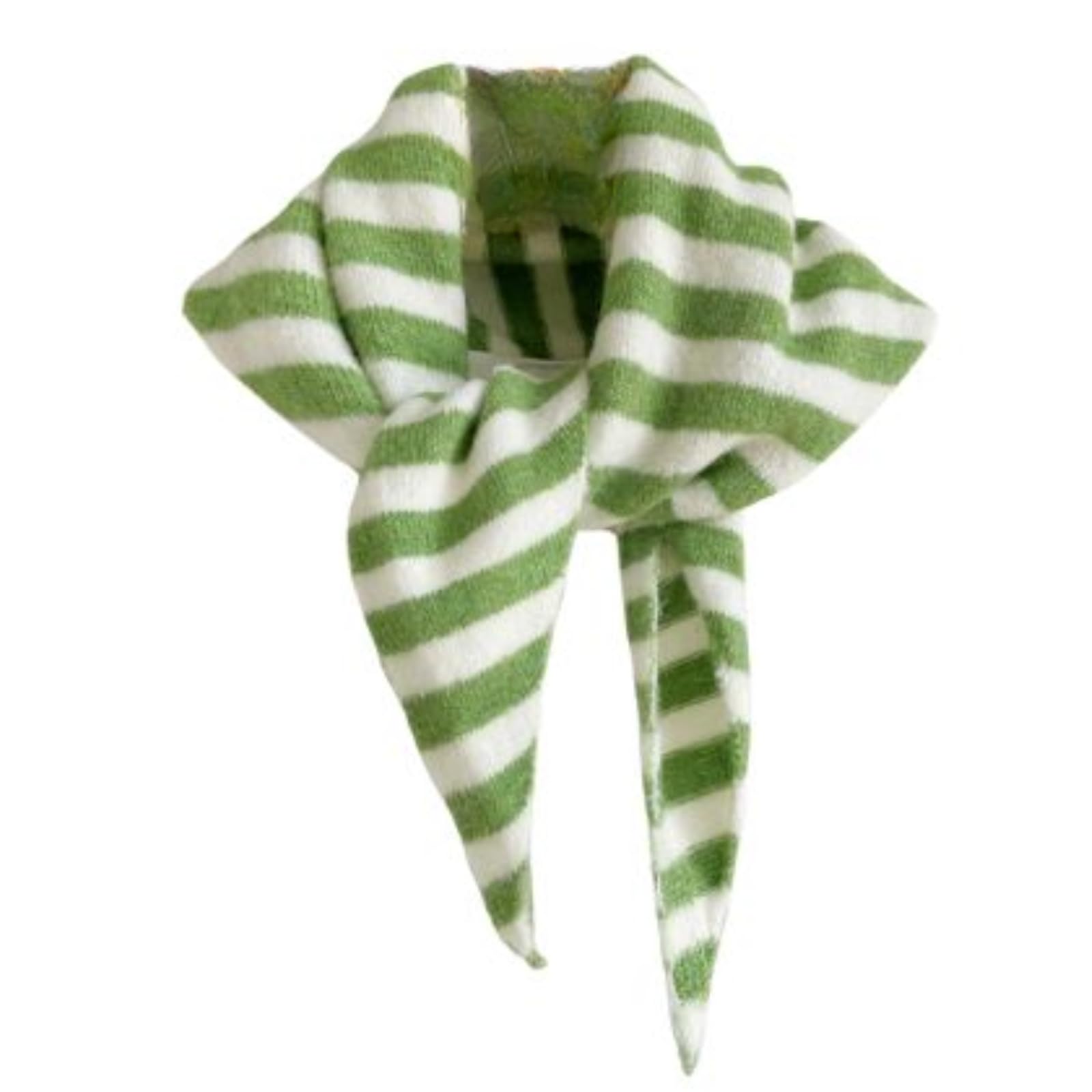 ThiCc Stripe Knitted Triangle Scarf for Women - Y2k Aesthetic Headscarf Shawl Cozy Neck Warmer Versatile Head Wrap Cottagecore Streetwear Stylish Fall Winter Accessories (Green)