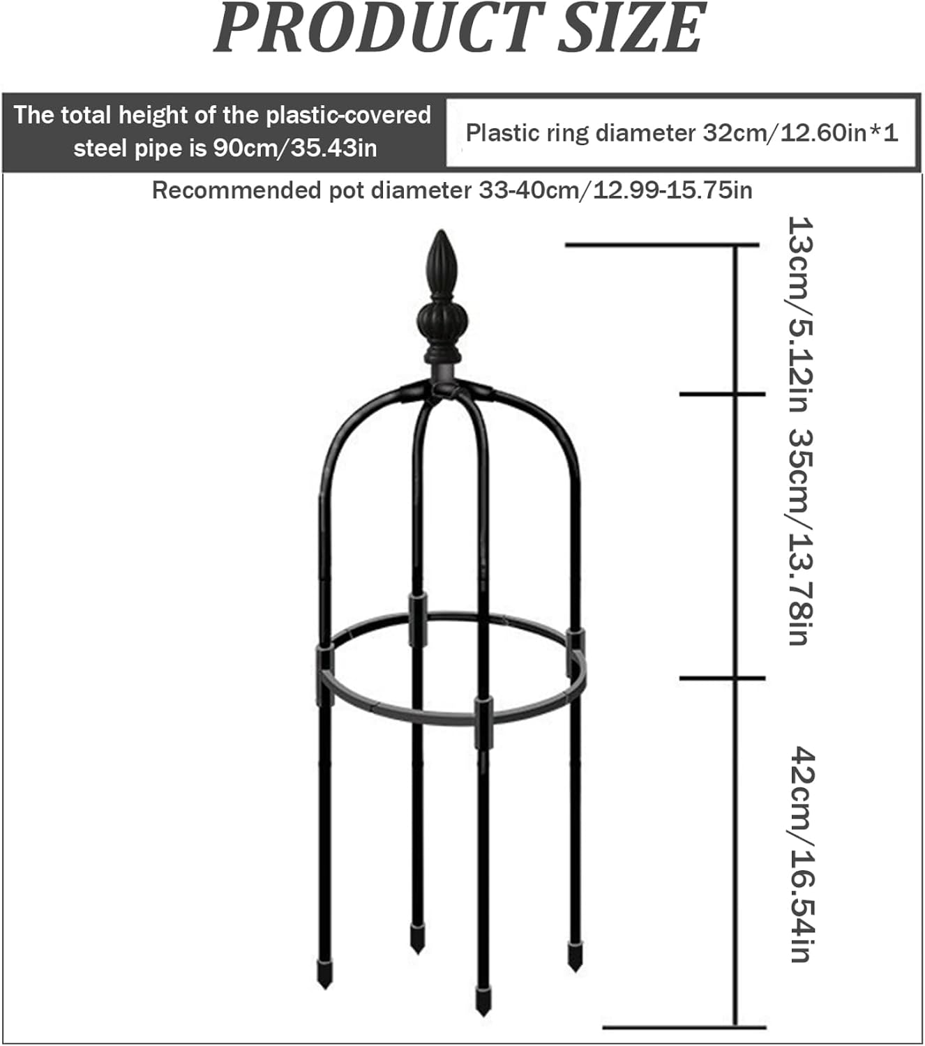 Garden Trellis, Garden Obelisk Trellis 3ft Tall Round Rustproof Garden Trellis DIY Plant Climbing Easy to Assemble Plant Trellis for Pots Indoor Garden Climbing Plants