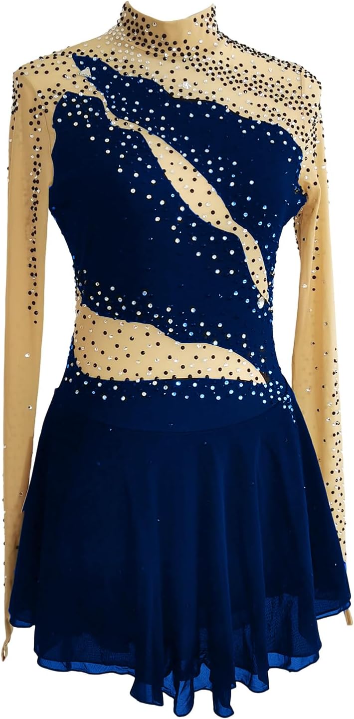 LIUHUO Figure Skating Dress Girl's Crystal Long Sleeves Colourful Customized Handmade Performance Competition