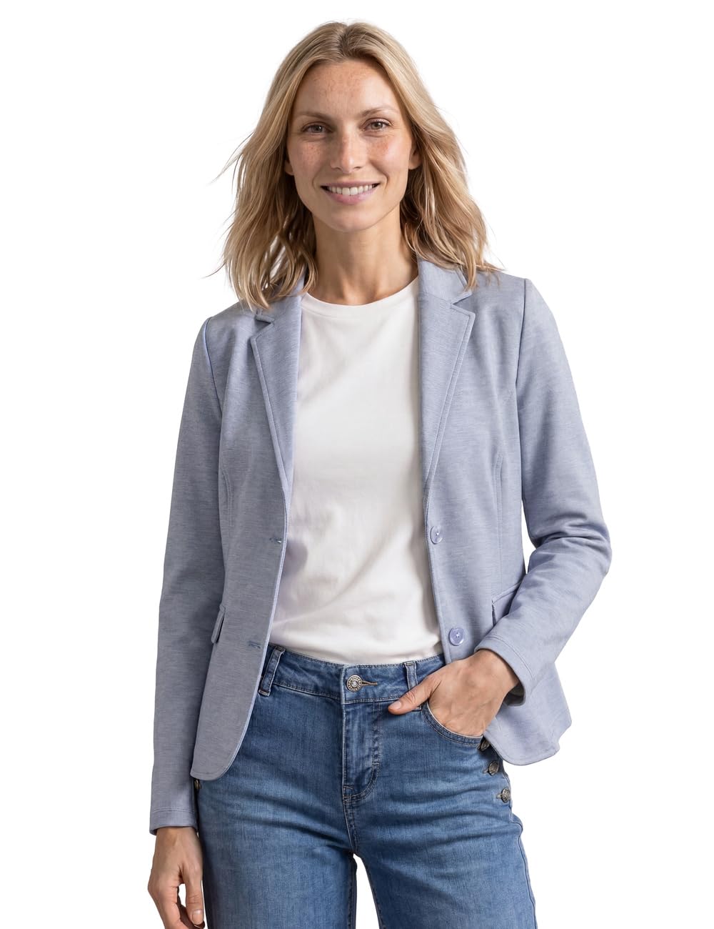 Street One Women's Basic Pique Blazer, Whispery Blue, 18