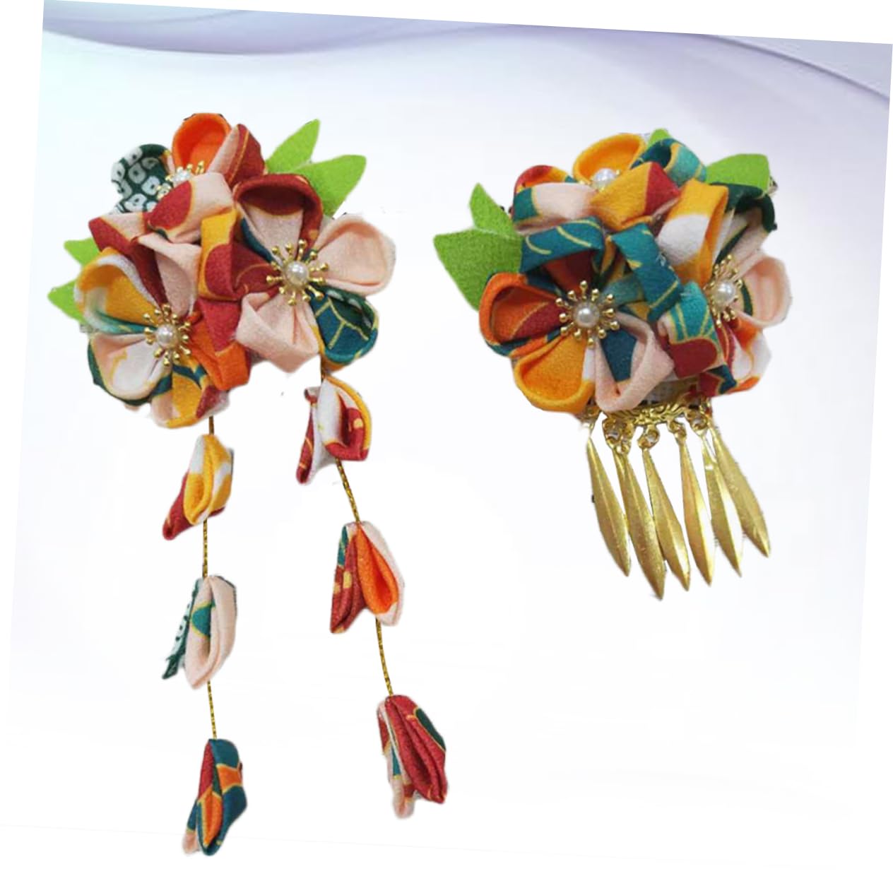 Housoutil 6stücke Japanischer Stil Blumen-stirnband Mode Stoff-metall Haaraccessoires Für Damen Und Mädchen Gelb Für Festliche Anlässe Und Alltag