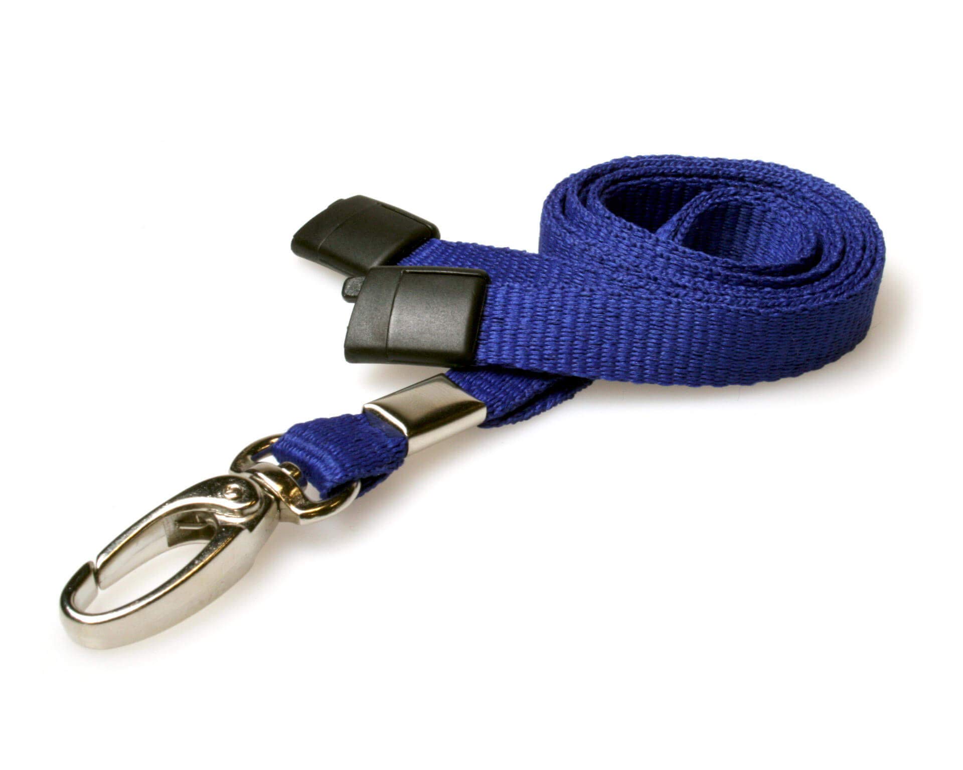 Lanyards for Neck - 10 Pack of Navy Blue Lanyards x 10, 10mm Wide, 45cm Length, Plastic Safety Breakaway, Metal Lobster Clip, Recycled Polyester for Staff, Students & More - ALG ID Cards