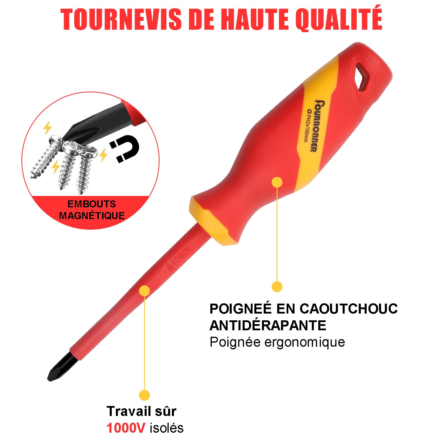 Set di cacciaviti e pinze isolati,Kit di cacciaviti elettrici isolati da 1000 V con tester di tensione, Elettricista Magnetico Phillips Slot Cacciavite