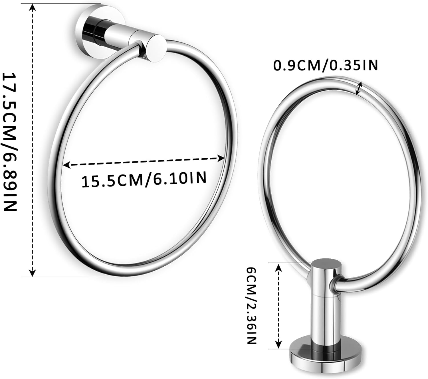 Towel Ring Round Towel Holder for Bathroom Hand Towel Racks Wall Mounted Stainless Steel