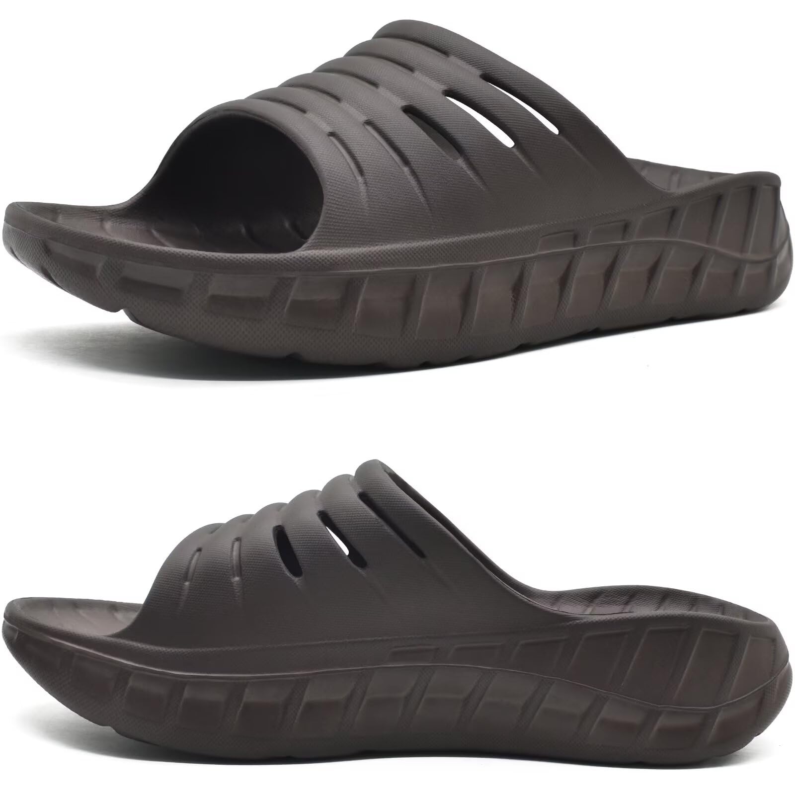 KuaiLu Mens Recovery Sandals Orthotic Arch Support Open Toe Sport Slides Thick Cushion Orthopedic Plantar Fasciitis Slip On Wide Width Summer Pool