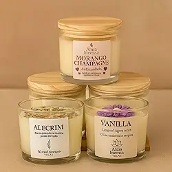 Velas Aromáticas Perfumadas Artesanais Veganas em Vidro Decorativo 100g – Aromaterapia, Relaxamento e Presente Elegante (Alecrim)
