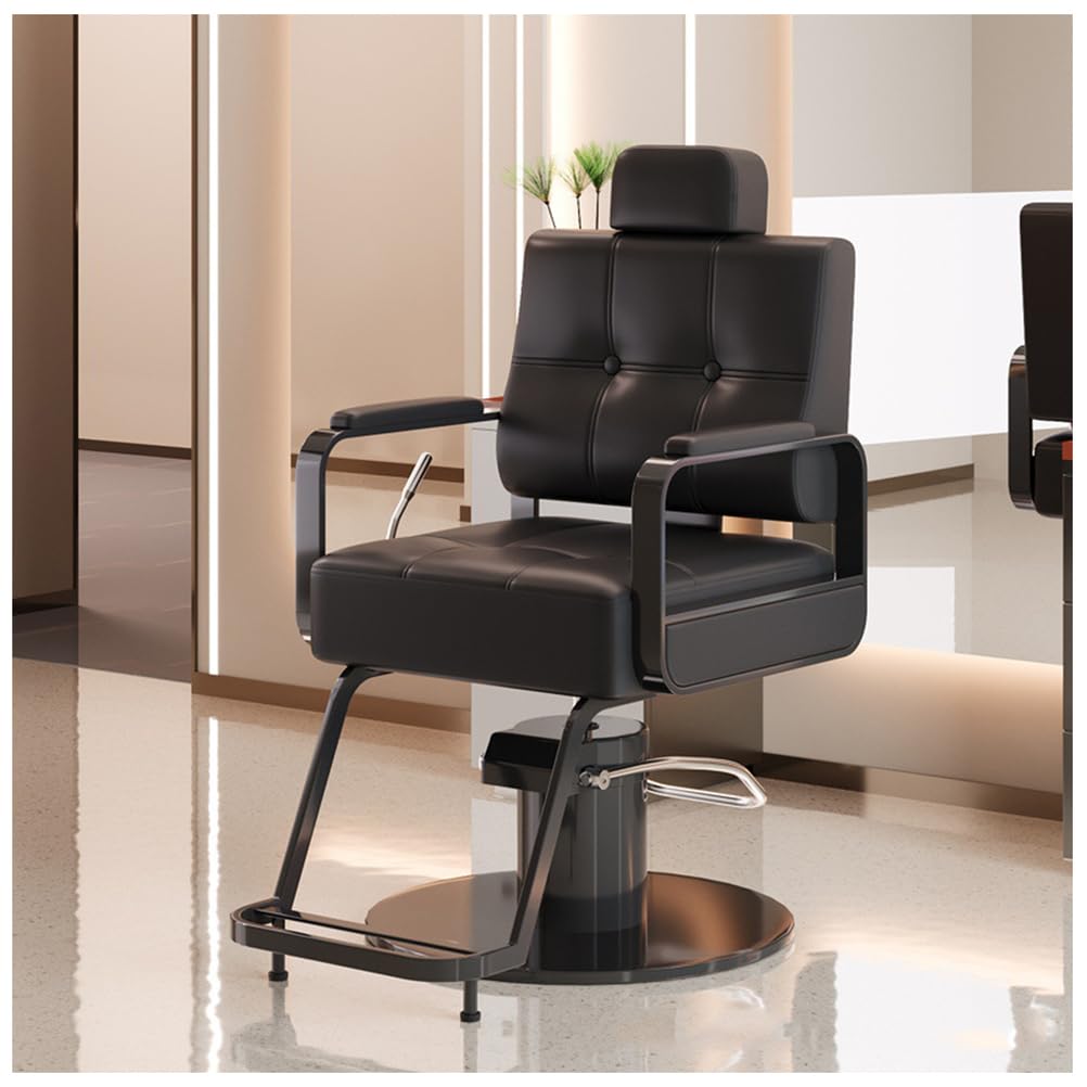 OZBMA Hydraulic Reclining Barber Chair Adjustable Height Hairdressing with 360° Swivel Salon Spa & Tattoo Shop Stylish Black Design for Professionals