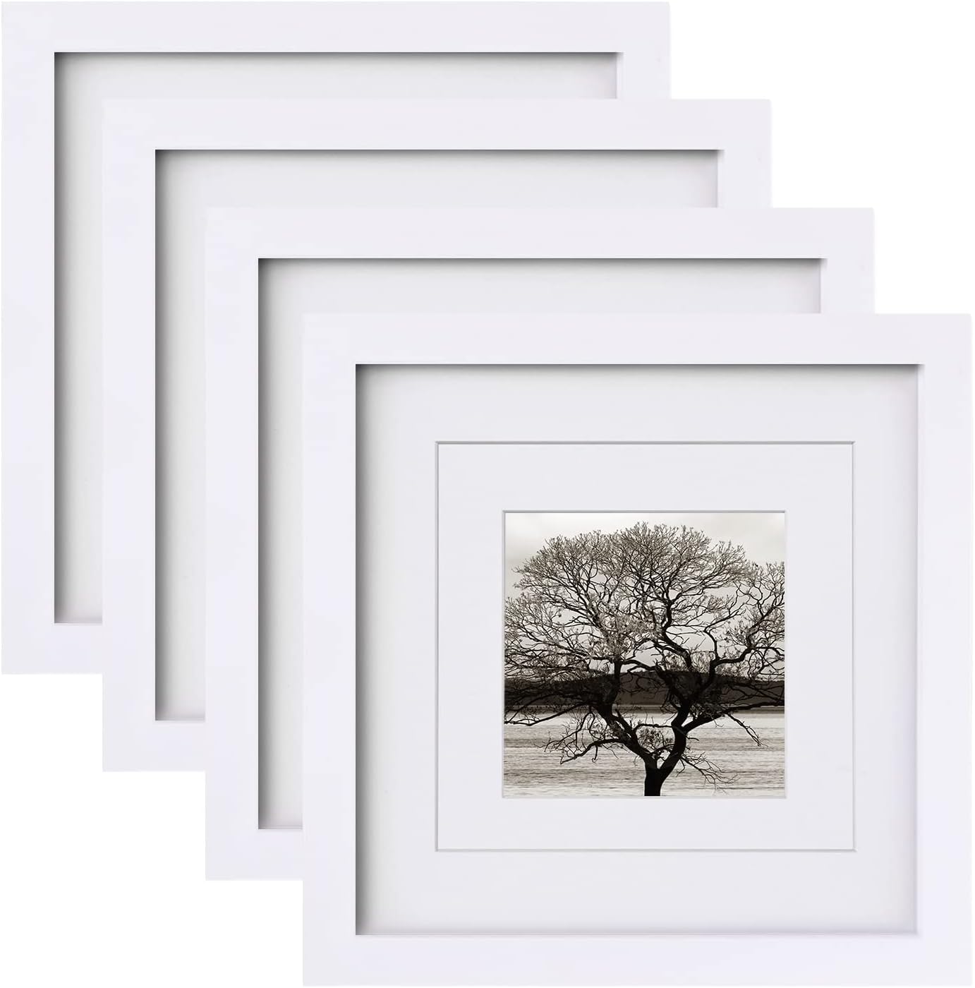 Egofine 8x8 Picture Frames 4 PCS Made of Solid Wood