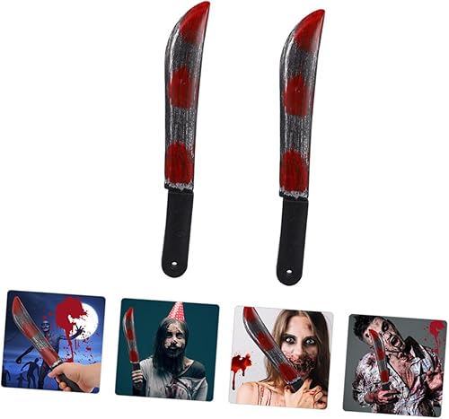 Miniatura 8 de Yardwe 6 piezas de accesorios de simulación accesorios de disfraz de Halloween, casa encantada, decoración de miedo, juego falso, carnicero, hoz,