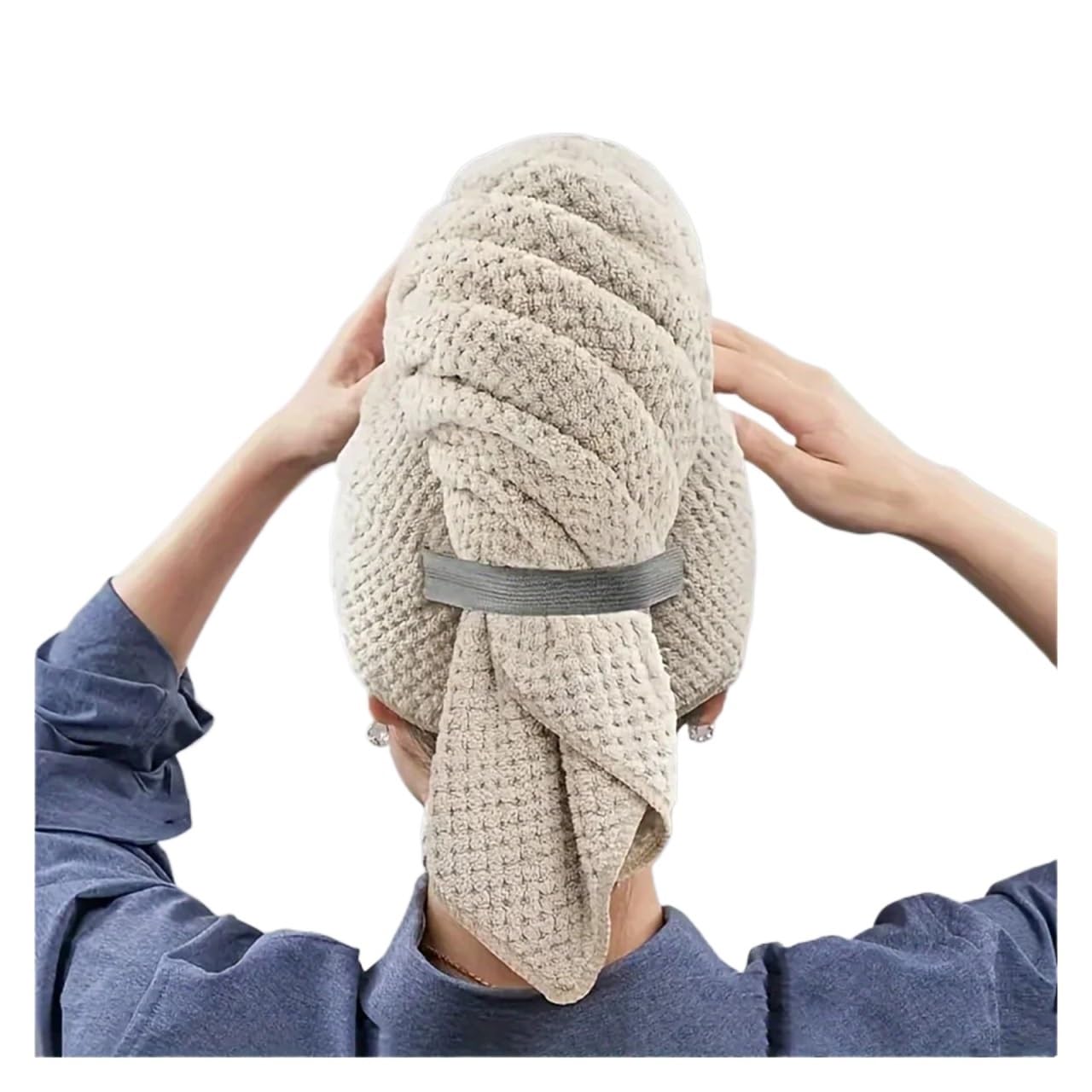 Bonnet de séchage pour cheveux en microfile kaki de qualité supérieure