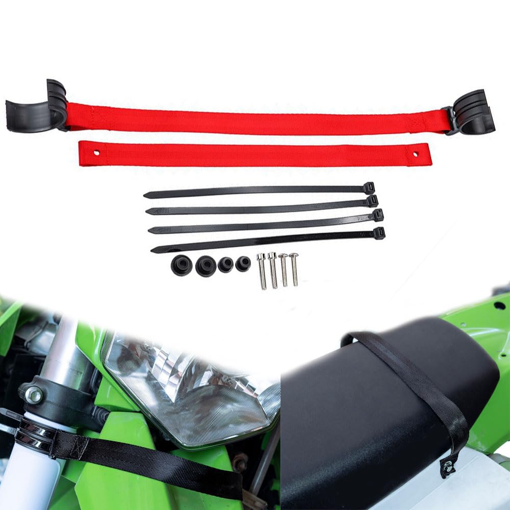 Rescue Strap Pull Strap Rope Pulling Lift Straps Belt Tie Down Straps KX KXF KLX RMZ DRZ EXC XCW Dirt Bikes Motocross Enduro Supercross-Red