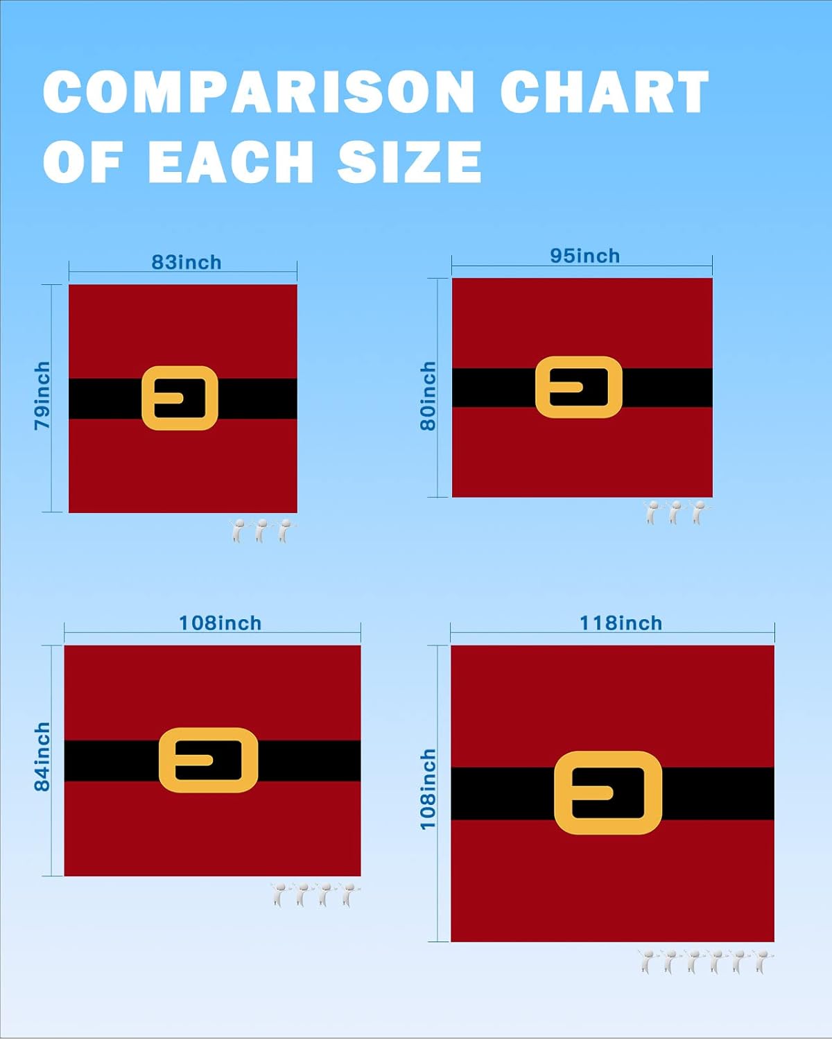 Merry Christmas Santa Claus Belt Beach Blanket Waterproof Sandproof Outdoor Picnic Mat 95"x80" Yellow Black Red Lightweight Large Beaach Blankets with 4 Stake & 4 Corner Pockets