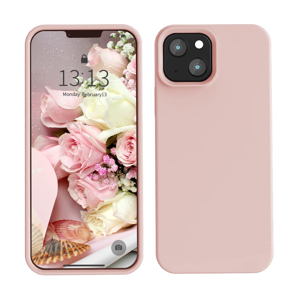 SOH Designed for iPhone 13 Mini Case, Premium Silicone Shockproof Phone Case Compatible with iPhone 13 Mini(5.4inch) (Pink Sand)