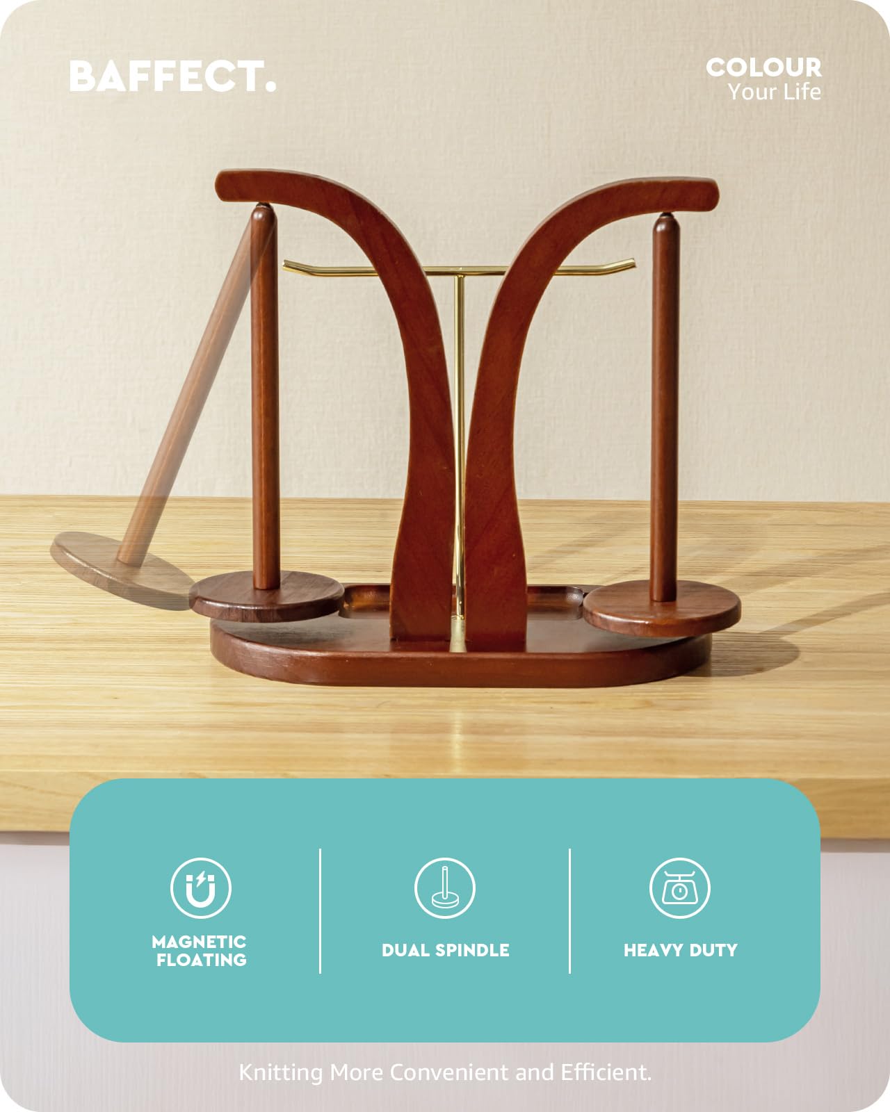 Baffect Yarn Holder Magnetic, Wool Holder Wooden with Knitting Accessories Organizer - Image 3