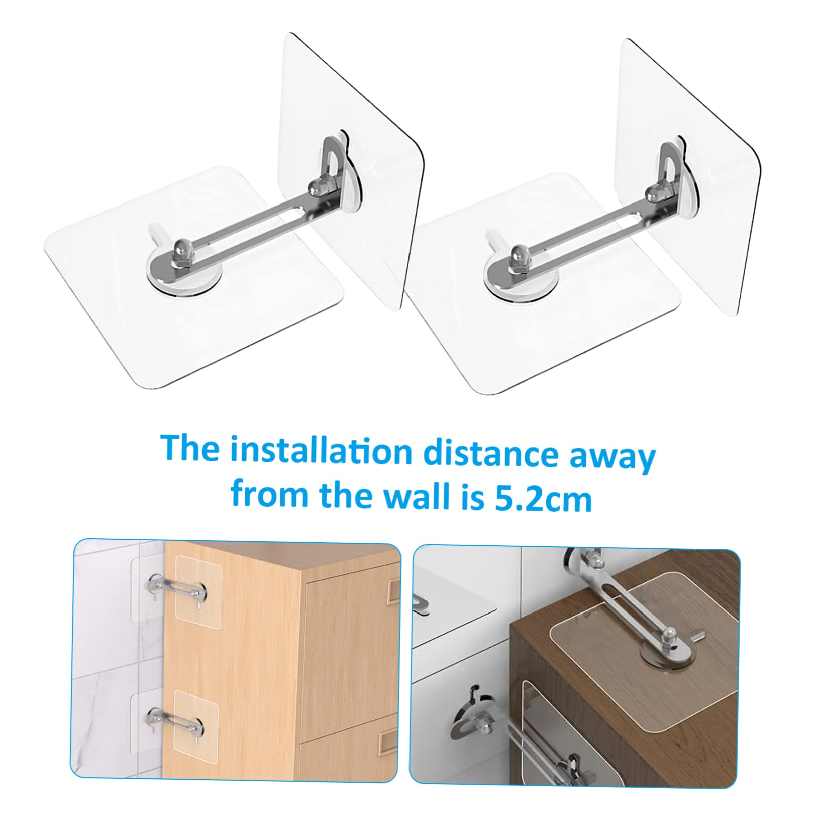 IWOWHERO Bookcase Anti-tip Anchors 8 Pcs Adhesive Hooks for Wall Secure No-Nail Furniture Anchors for Baby Proofing