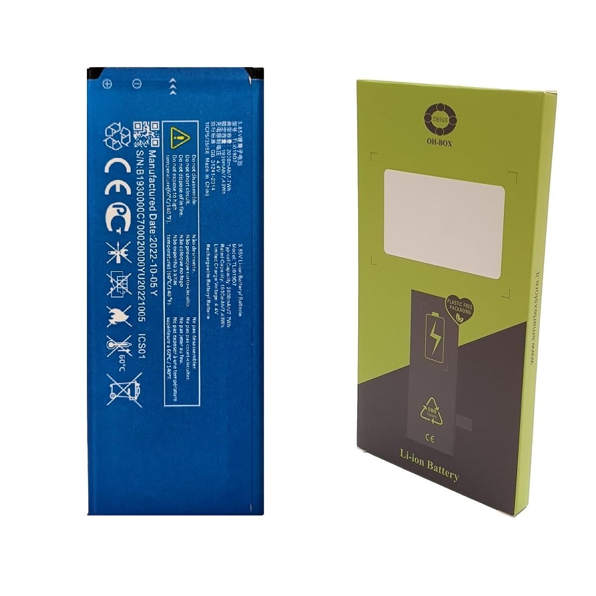 OH-BOX® Battery compatible with Alcatel TLI019D7 Alcatel 1/Vodafone Smarte E9/ D7 (CS-VOE900SL)