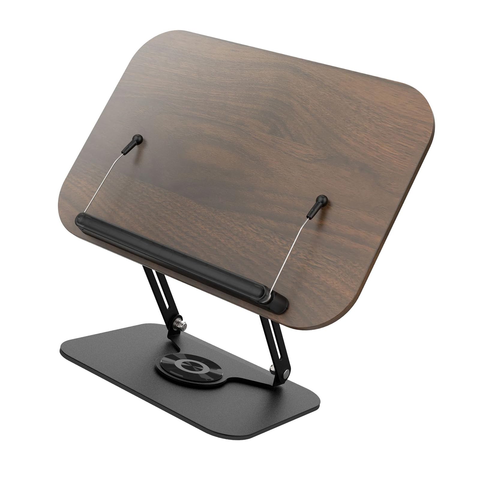 Soporte plegable ajustable para laptop, soporte de lectura giratorio de 360 grados con clip de resorte para portátiles, tabletas, elevadores de cuadernos