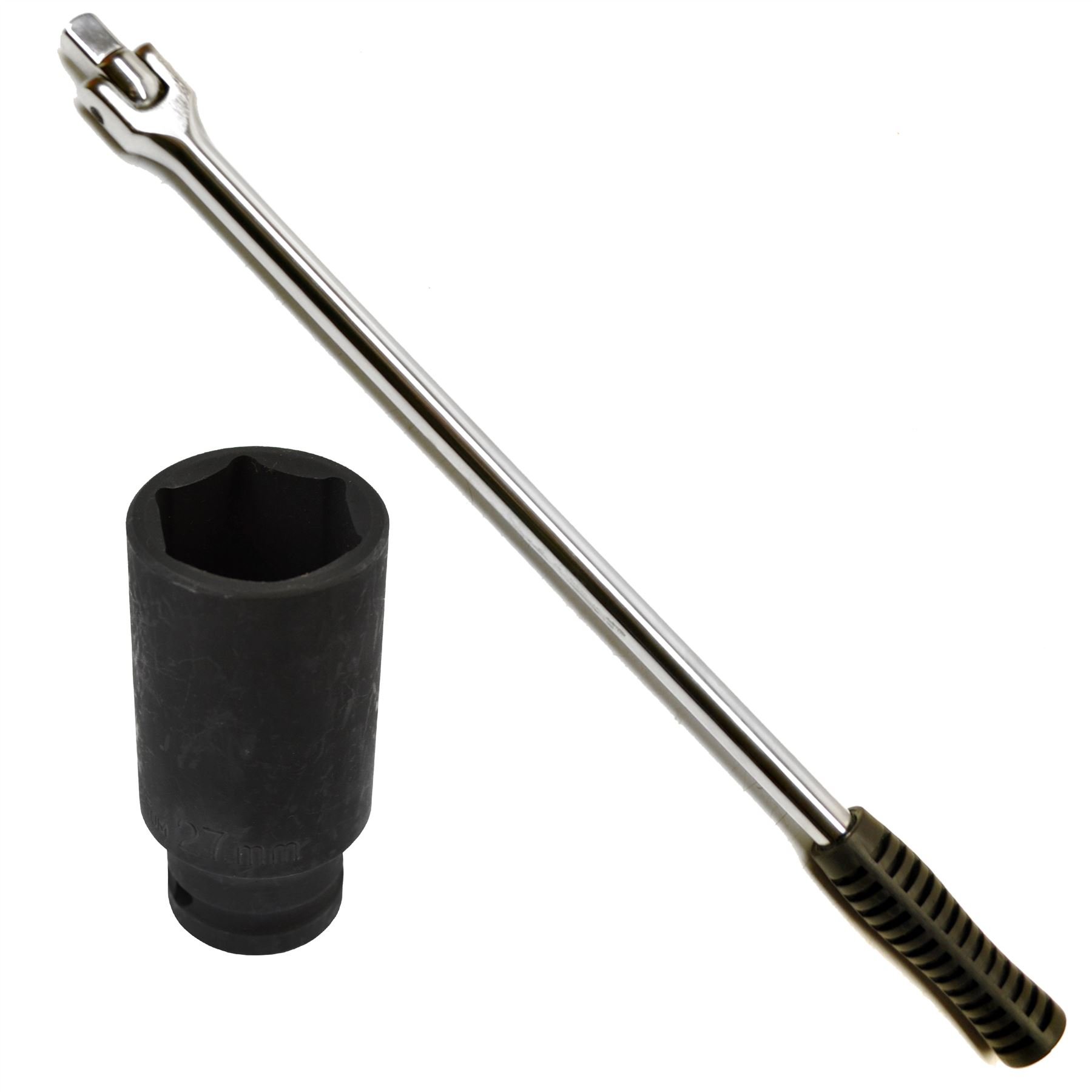AB Tools 1/2" Drive 18" Long Breaker Bar with 27mm Socket for Land Rover Wheel Nuts