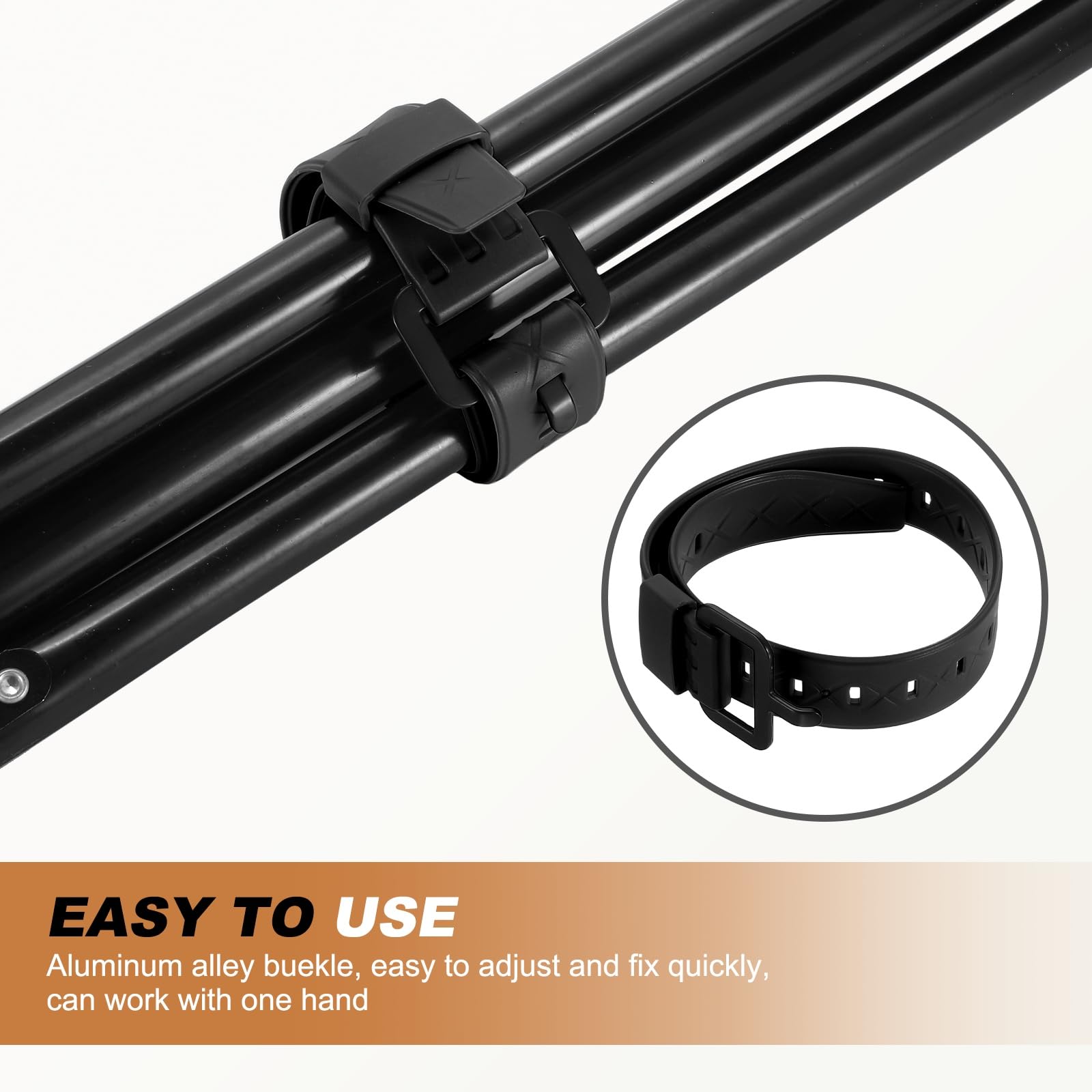 4 Pcs Silicone Tie Down Strap, 35cm / 14 inch Versatile Wear Resistant Silicone Securing Strap with Black Metal Buckle for Luggage Binding Outdoor Equipment Sorting,Black — view 5