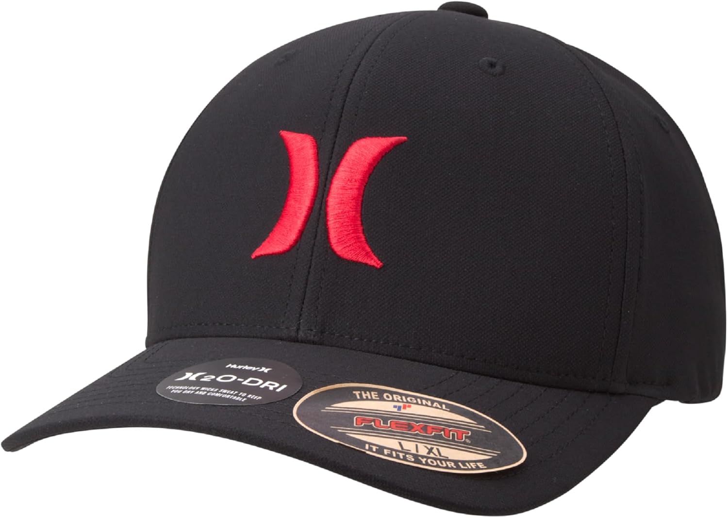 Hurley Mens Baseball Cap - Moisture Wicking Curved Brim Flexfit Fitted Hats for Men with H2O-Dri Sweatband (Sizes: S-XL)