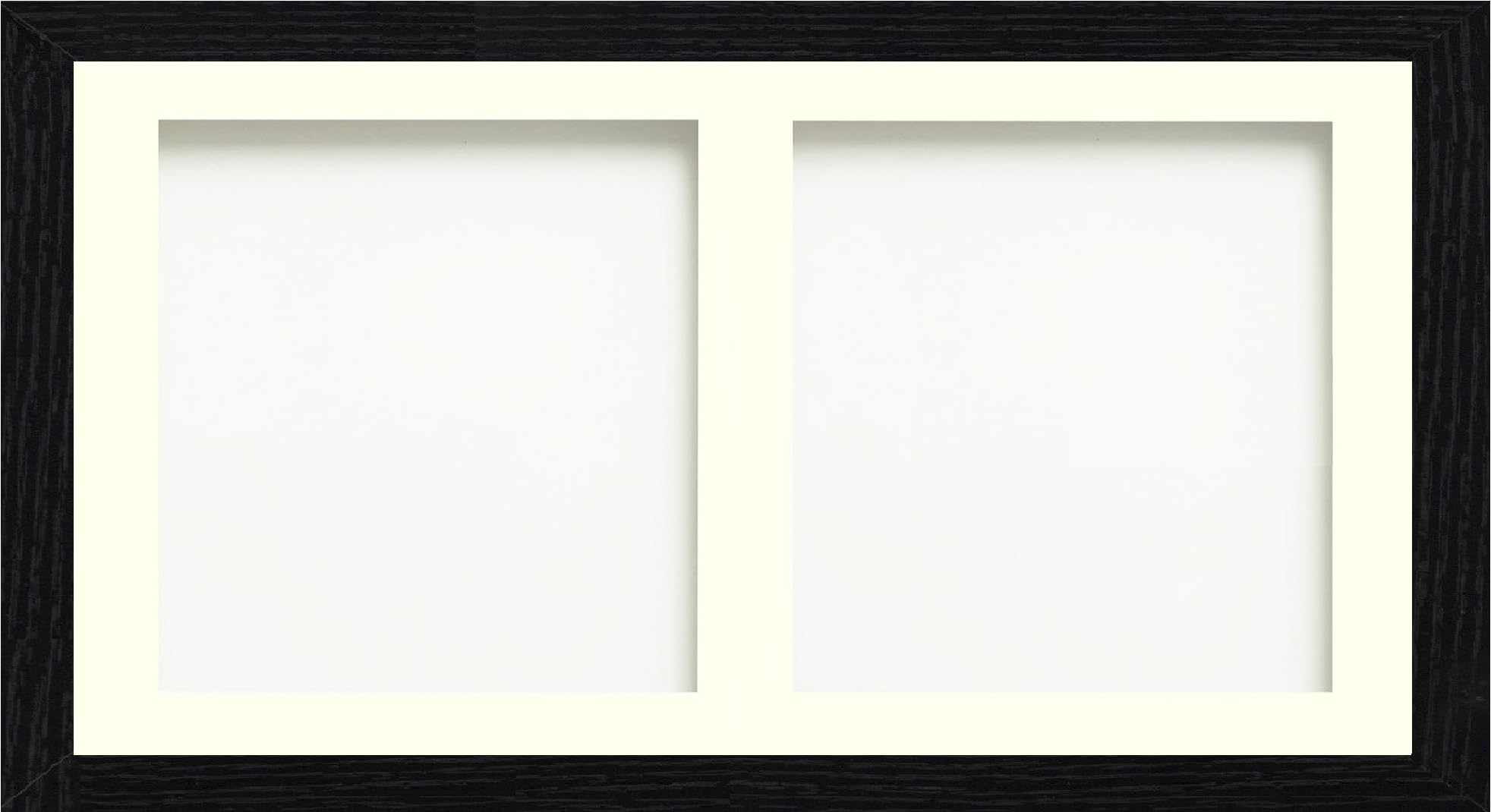 Online2home Ivory Osuk 20X10 Inch Black Picture Photo Frame With 2 Aperture Mount For Image Size 8X8 Inch Square - Fitted With Perspex Sheet