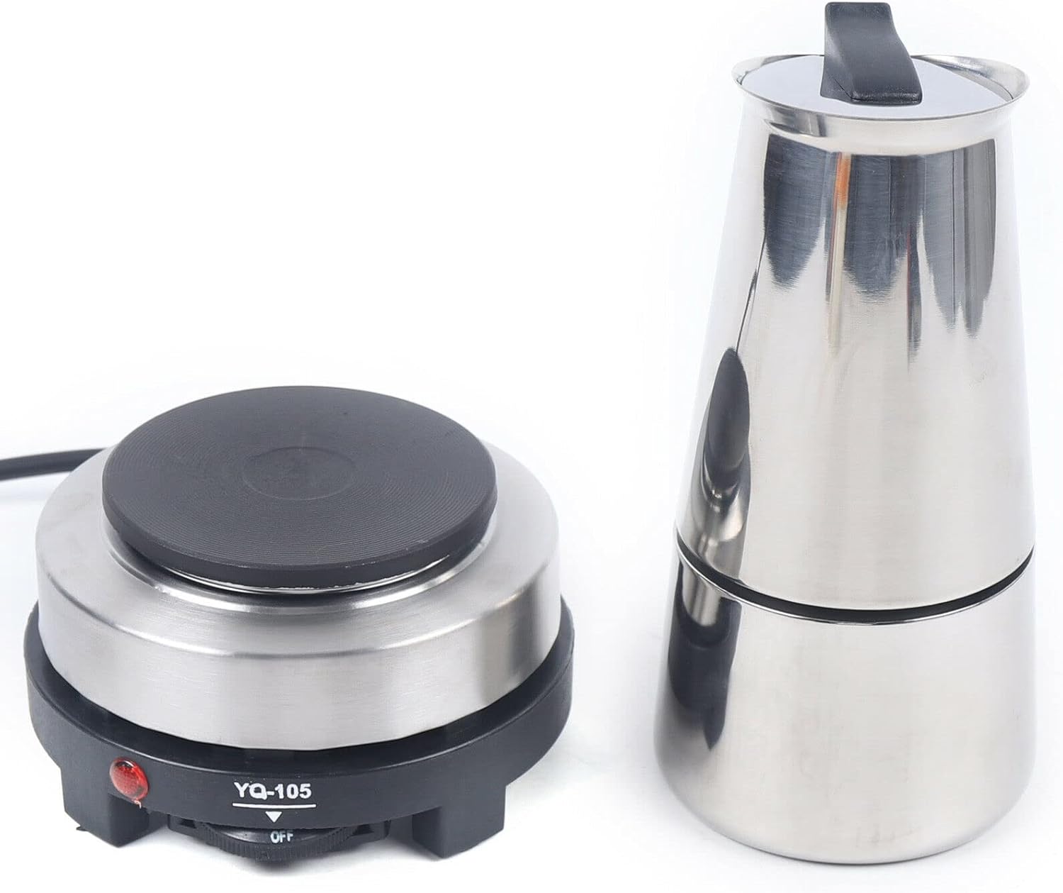 YIYIBYUS Classic Stovetop Espresso Maker - 300ml Espresso Coffee Maker Stainless Steel Moka Coffee Pot W/Electric Stove for Great Flavored Strong Espresso, Classic Italian Style Espresso Cup Moka Pot