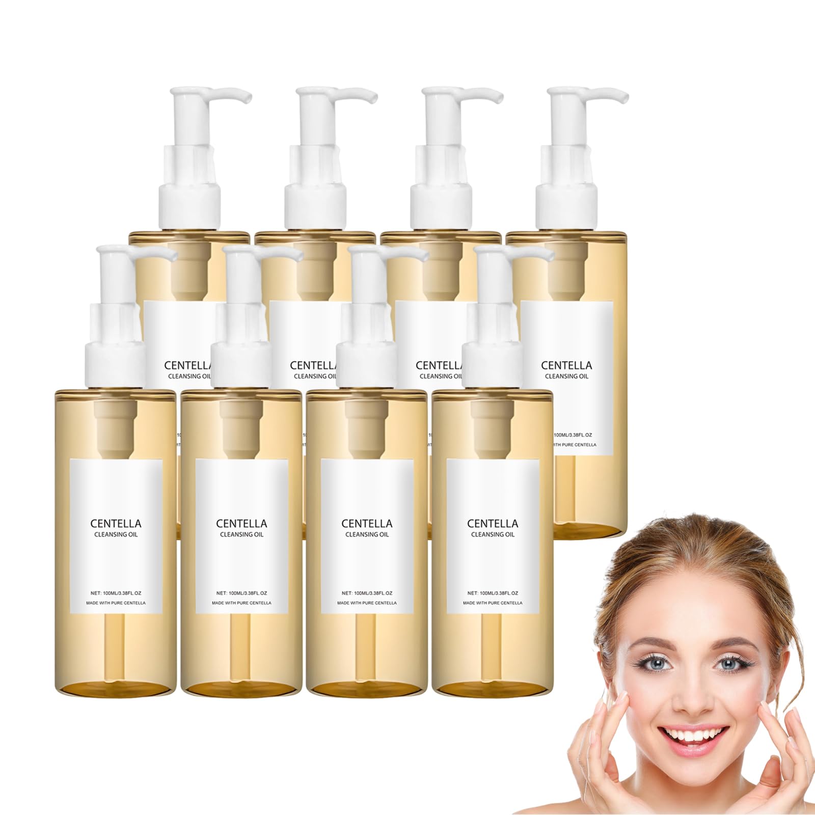 Centella Limpiador de aceite ligero para rostro, desmaquillante f – Aceite de limpieza facial ligero con extracto de Centella y Vit – Limpiador suave de aceite a leche, desmaquillante (8 botellas)