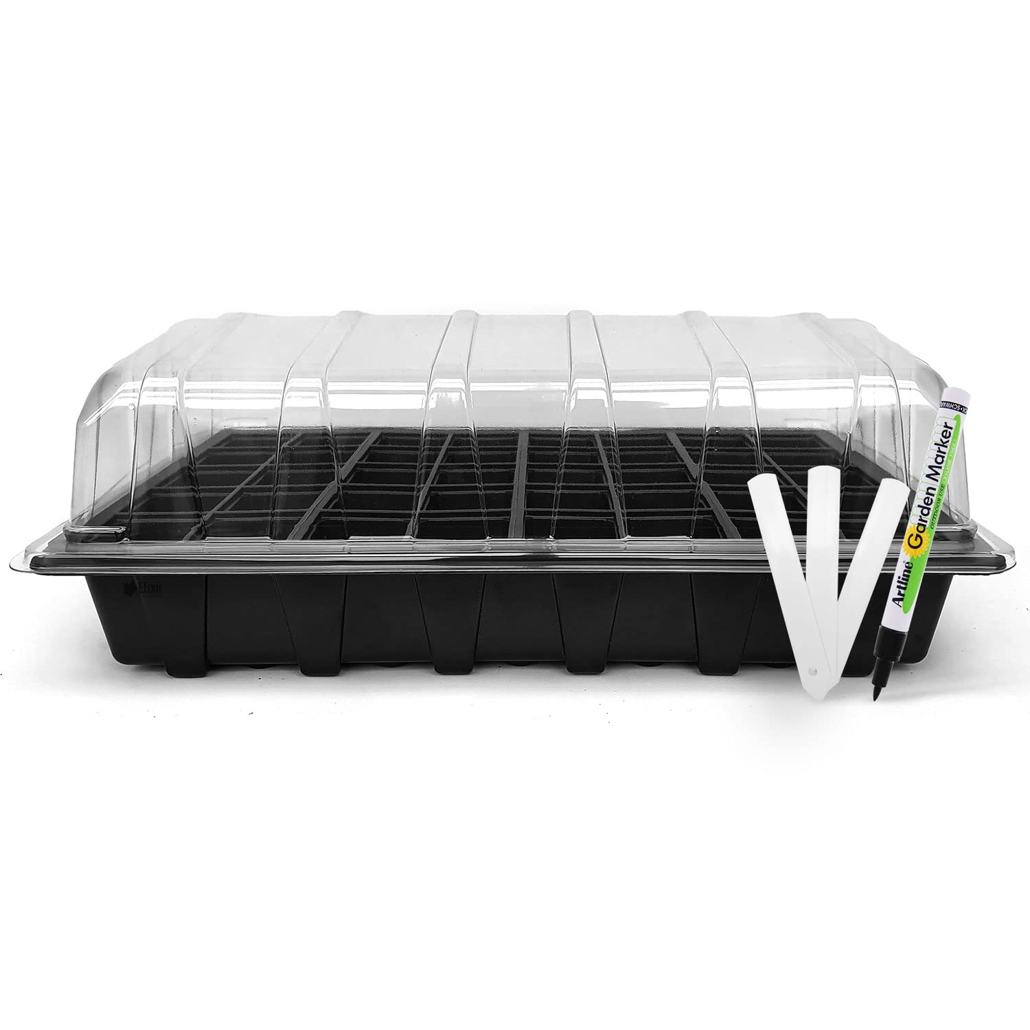 Elixir Gardens Reusable Propagator Kit Seedling Germination Starter with 1 Full Tray + Lid, 40 Cell Insert, 8 Labels & 1 Pen | Various Types, Sizes and Quantities Available โ image 1