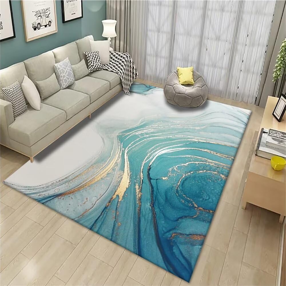 Tapis de chambre doux bleu classique texturé 120X180cm pour déco salon moderne
