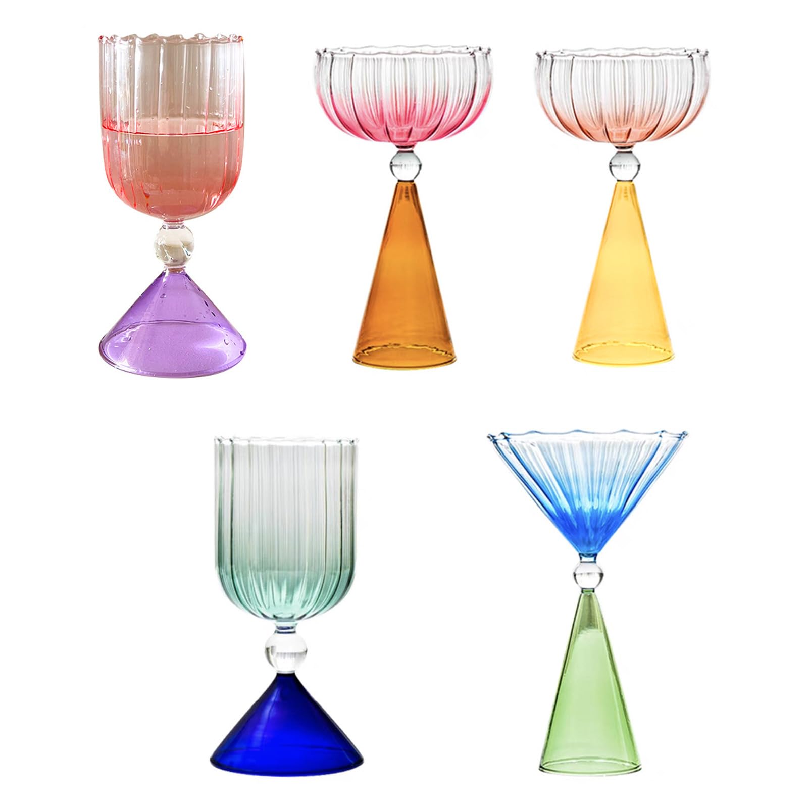 Gobelets à eau en cristal taillé | Gobelets à eau/vin en cristal taillés à la main Green & Ruby | Verres des Fêtes | Cristal taillé fabriqué en Hongrie - France