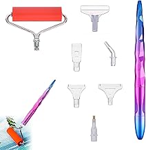 8 Pièces Kit de Stylos de Peinture Diamant 5D, Outil de Stylo à Pointe de Diamant en Plastique, Stylo de Diamond Painting avec Rouleau et Têtes de Stylo Rechange, pour Bricolage L'artisanat (Violet)