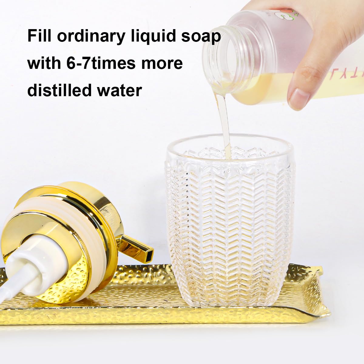 Schaumseifenspender, Glasschaum-Handseifenspender mit Pumpe, 284 ml, Badezimmer, nachfüllbar, flüssige Lotion, Pumpe, cremiger Schaumflaschenbehälter für Küche, Arbeitsplatte, Dekor (1