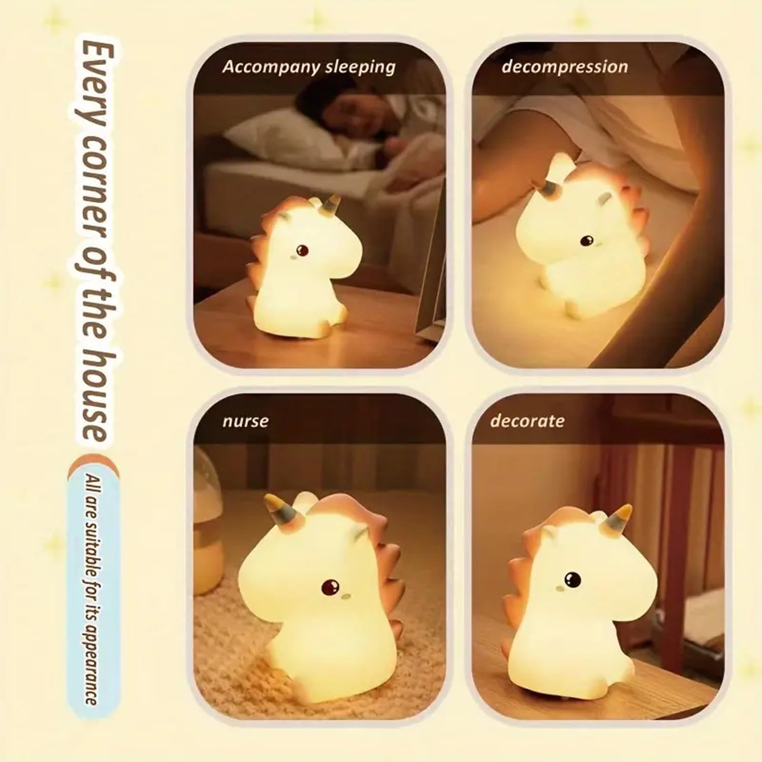 MiniWonders Acrylonitrile Butadiene Styrene Mini Wonders Unicorn Night Lamp for Girls | LED Bedside Lamp for Baby Room | Cute Nursery Light for Kids Bedroom | Decorative Unicorn Lamp for Babies, White 1