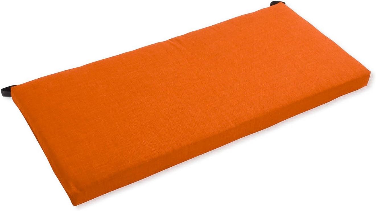 Blazing Needles Solid Outdoor Spun Polyester Loveseat Cushion, 42" Wide, Tangerine Dream