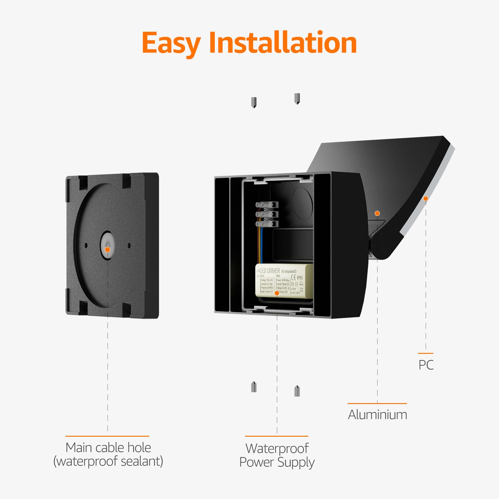 K-Bright 30W Außenwandleuchte Außenlampe Schwarz, 3000K Warmweiß | 180° Schwenkbar Panel, IP65 wasserdicht, Aluminium+PC, 2000LM LED Wandleuchte Innen/Außen für Eingang Terrasse Garten