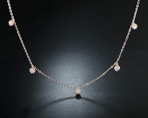 Miniatura 4 de Barzel Oro blanco de 18 quilates y oro rosa de 18 quilates con collares de ópalo de fuego creado en 18 pulgadas con extensión de 2 pulgadas