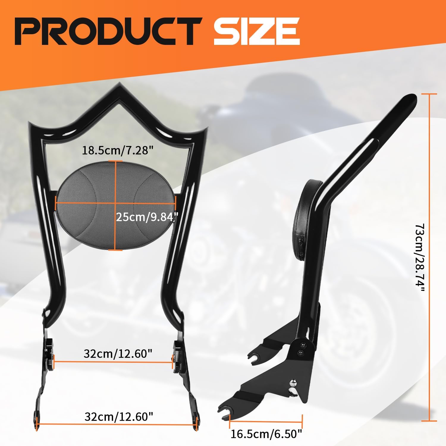 AUFER Motorcyle Rear Passenger Backrest Sissy Bar With Back Rest Pad Compatible With For Harley Touring Road King Electra Glide Street Glide Road Glide FLHR FLHX FLHT FLTR 2009-2025 Sissy Bar