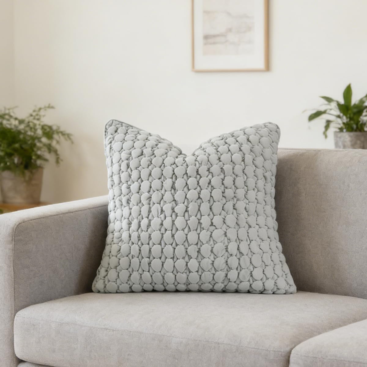 COCOPLOCEUS Pillow Cover 26x26 1 Piece Velvet Large Euro Sham Decorative Farmhouse Cushion Covers Soft Bubble Texture for Couch Sofa Bedroom Living