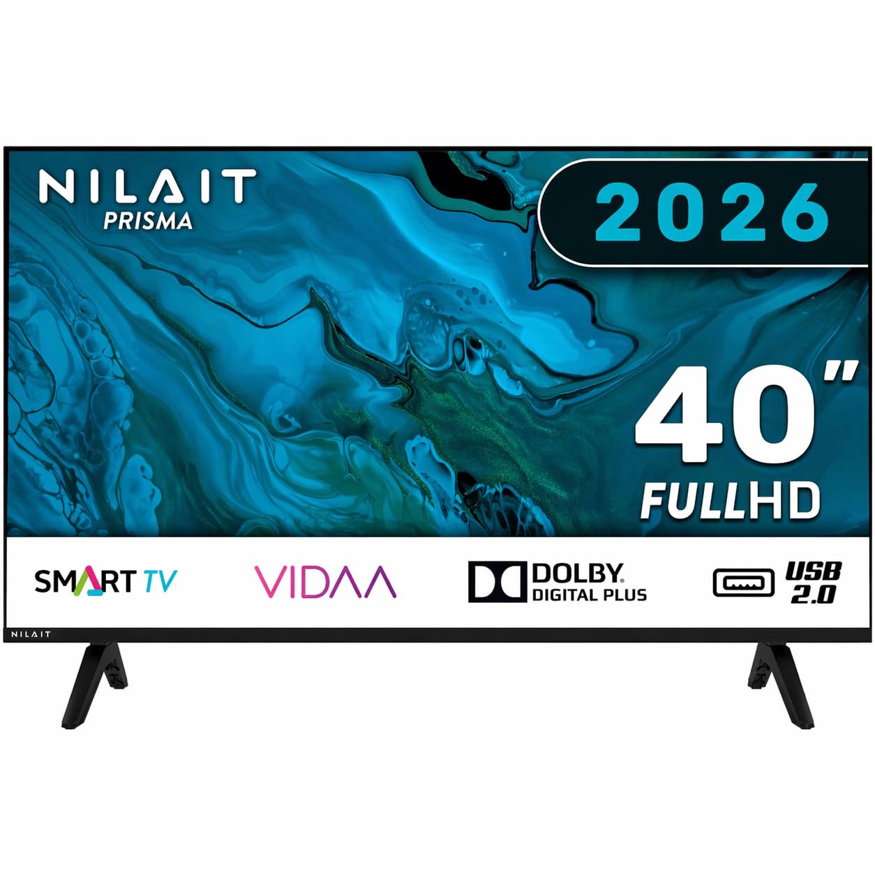 Nilait Prisma 40 Zoll Smart TV Full HD LED, VIDAA, HDR, WLAN, Sprachsteuerung, USB HDMI, Slim Design, 40" Fernseher [Energieeffizienzklasse E]