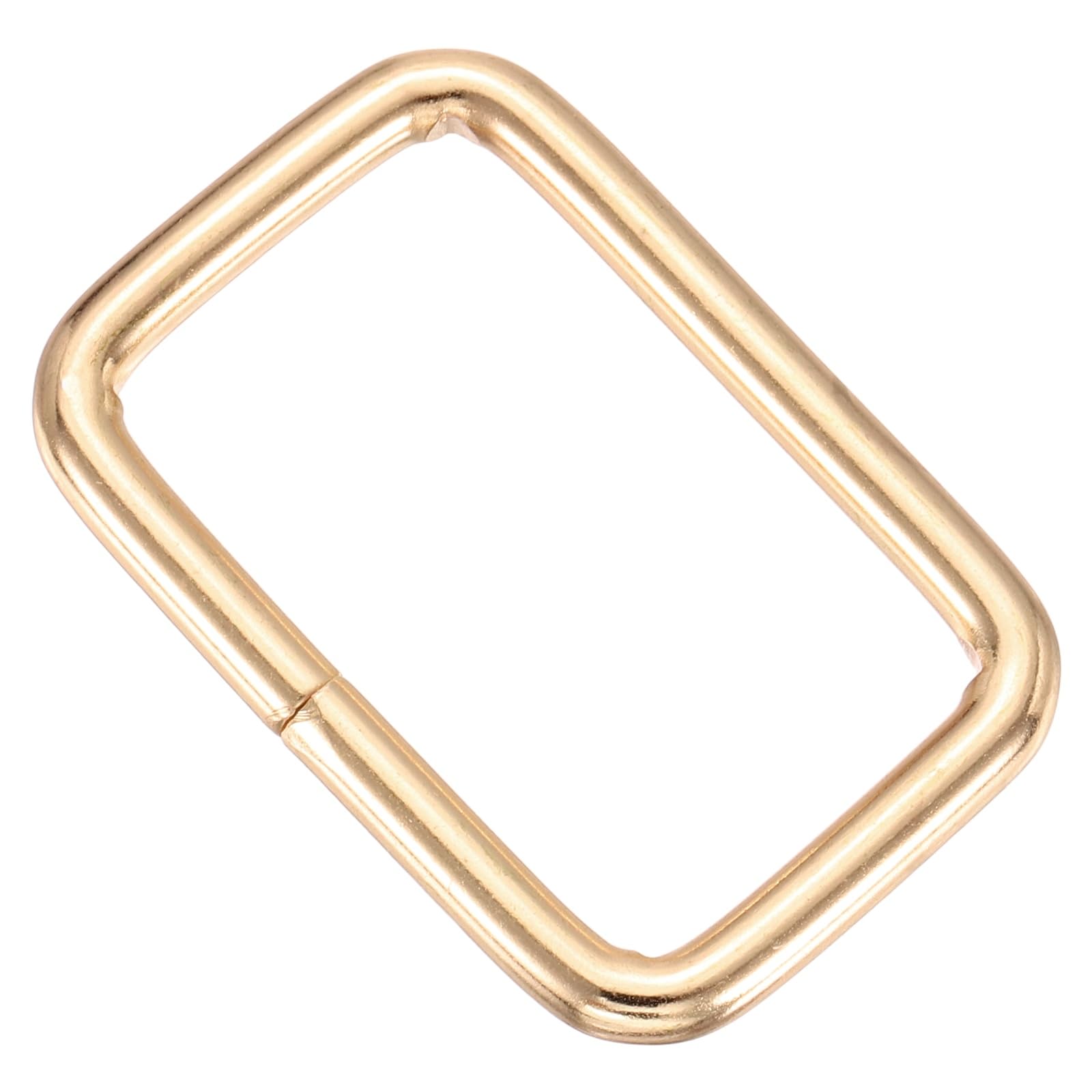 sourcing map 30 Pcs Metal Rectangle Ring, 1 x 3/4" Rectangle Buckle Ring Webbing Belts Buckle Metal Rings for Bag Belt Keychains DIY Loop Purse Making, Light Gold