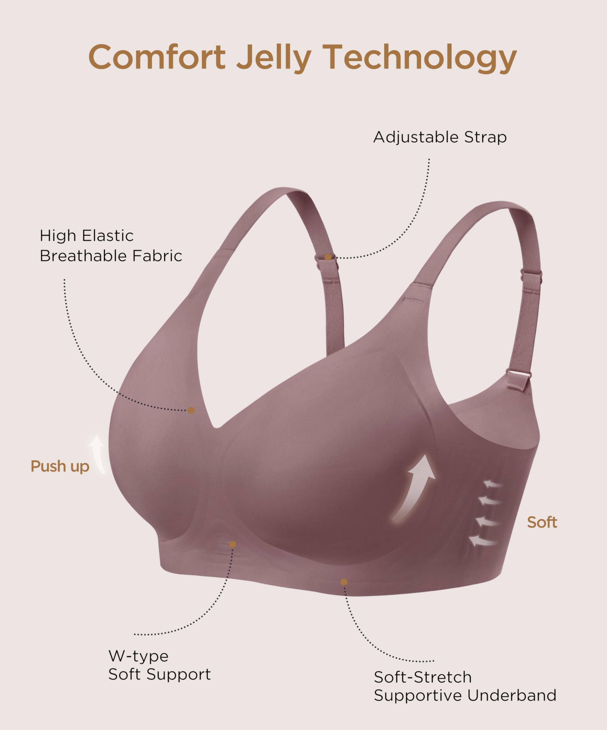HBselect 3er Pack Nahtlose BHS Damen ohne Bügel mit vollständiger Abdeckung Bralette weicher BHS Nahtloser Bustier Push up BH Große Brüste Starker Halt Bra