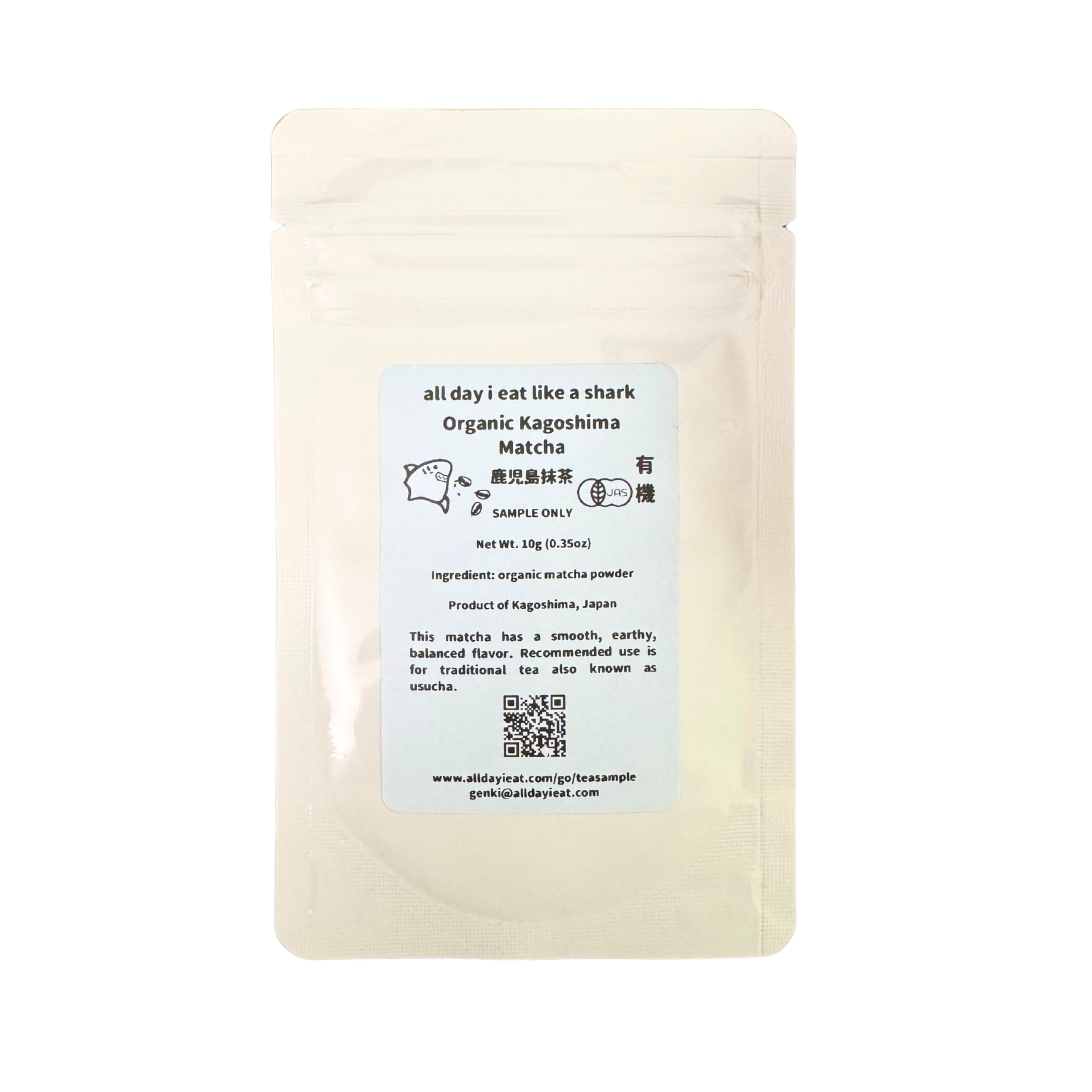 Kagoshima's Finest Organic Ceremonial Matcha - JAS Certified, Non-GMO, No-additives, Authentic Japanese Origin, 100% Pure Premium matcha powder, 10 gram sample bag (10 gram sample)