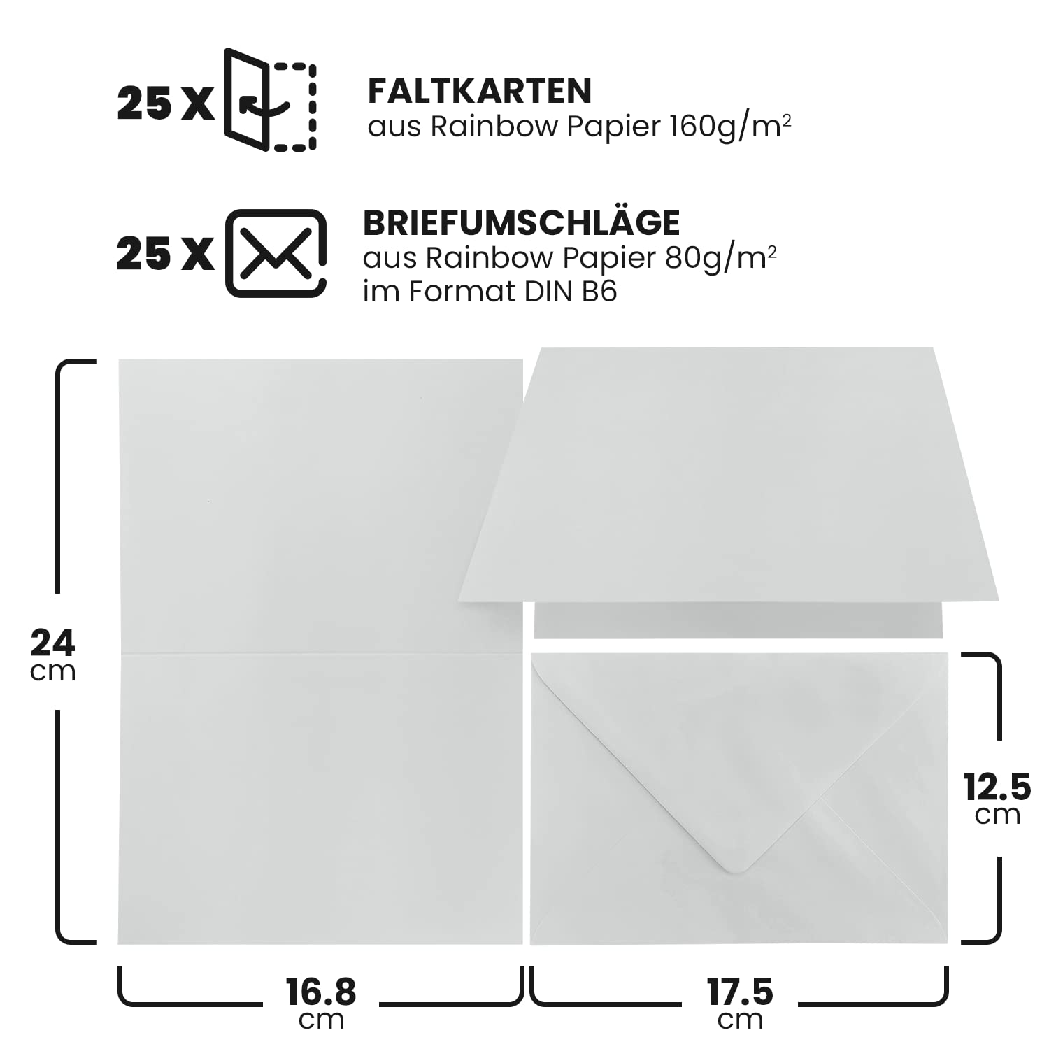 Biglietti Piegehevoli Con Buste - 25 Pezzi Formato B6 - Carta Colorata Rainbow - Per Inviti E Auguri - Foto 3