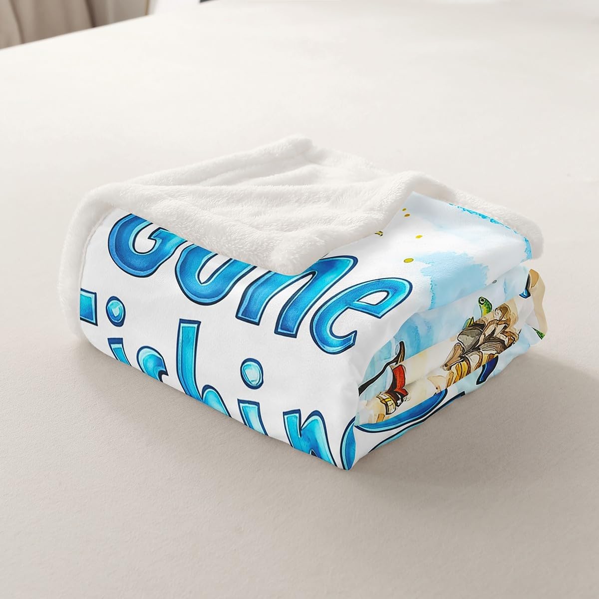 Castle Fairy Lakeside Fishing Fleece Flannel Blanket,Outdoor Camping Adventure Bed Blanket for Bed Sofa Couch,60"x80"Kids Boys Coastal Boat Bed Plush Blanket,Fisherman Fishing Lightweight Blanket